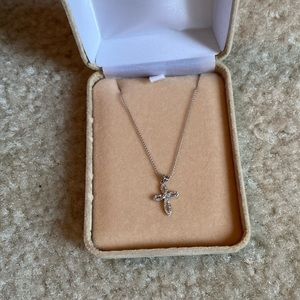 10K White Gold Cross Necklace